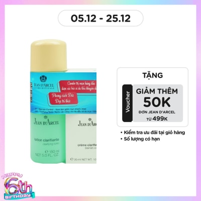 JEAN D'ARCEL Combo Jean d'Arcel (Kem Giảm Mụn Nhanh Jean d'Arcel Blemish Control 30ml + Nước Cân Bằng Jean d'Arcel Cho Da Dầu Và Da Mụn Clarifying Tonic 150ml)