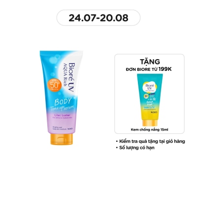 BIORE UV Aqua Rich Body Tone Up Serum Lilac Luster SPF50+ PA+++ 130ml