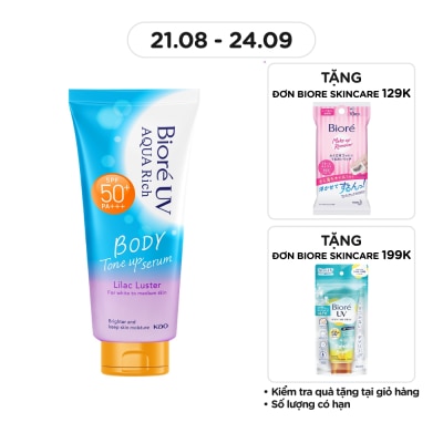 BIORE UV Aqua Rich Body Tone Up Serum Lilac Luster SPF50+ PA+++ 130ml