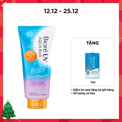 BIORE Serum Chống Nắng Biore UV Aqua Rich Dưỡng Thể Nâng Tông Body Tone Up Lilac Luster SPF50+ PA+++ 130ml