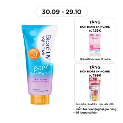 BIORE Serum Chống Nắng Biore UV Aqua Rich Dưỡng Thể Nâng Tông Body Tone Up Lilac Luster SPF50+ PA+++ 130ml
