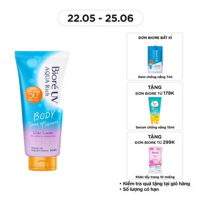 BIORE Serum Chống Nắng Biore UV Aqua Rich Dưỡng Thể Nâng Tông Body Tone Up Lilac Luster SPF50+ PA+++ 130ml