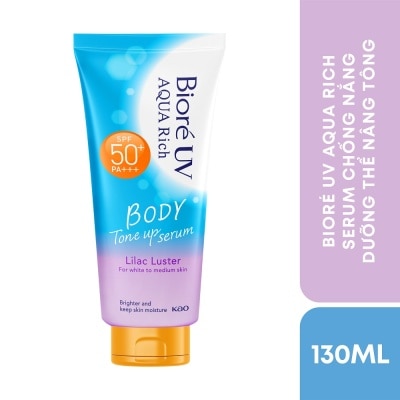 BIORE Serum Chống Nắng Biore UV Aqua Rich Dưỡng Thể Nâng Tông Body Tone Up Lilac Luster SPF50+ PA+++ 130ml