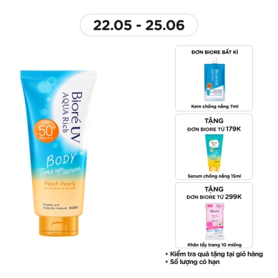 BIORE Serum Chống Nắng Biore UV Aqua Rich Dưỡng Thể Nâng Tông Body Tone Up Peach Pearly SPF50+ PA+++ 130ml