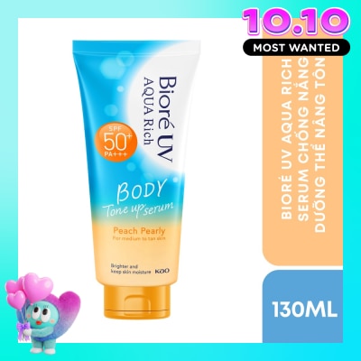BIORE UV Aqua Rich Serum Body Tone Up Peach Pearly SPF50+ PA+++ 130ml image
