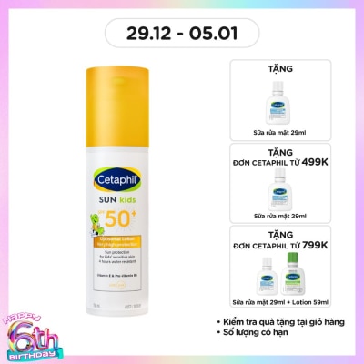 CETAPHIL Sữa Chống Nắng Cetaphil Sun Kids SPF 50+ Liposomal Lotion 150ml