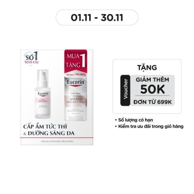 EUCERIN Combo Eucerin(Gel Cấp Ẩm, Dưỡng Sáng 50ml +Sữa Rửa Mặt Dịu Nhẹ Sáng Da 50g)