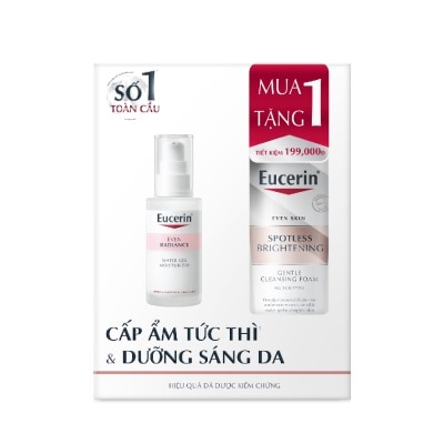 EUCERIN Combo Eucerin(Gel Cấp Ẩm, Dưỡng Sáng 50ml +Sữa Rửa Mặt Dịu Nhẹ Sáng Da 50g)