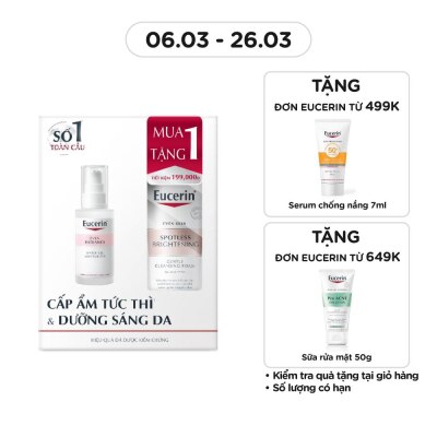 EUCERIN Combo Eucerin(Gel Cấp Ẩm, Dưỡng Sáng 50ml +Sữa Rửa Mặt Dịu Nhẹ Sáng Da 50g)