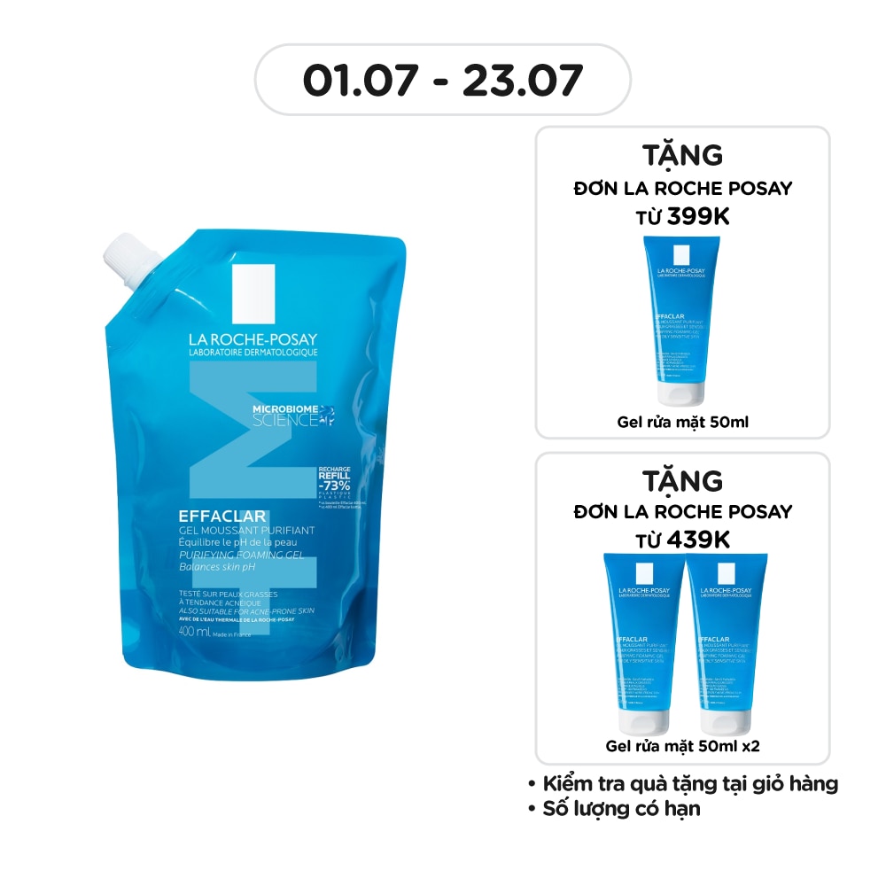 Gel Rửa Mặt La Roche-Posay Effaclar Cho Da Dầu Nhạy Cảm Túi Refill 400ml