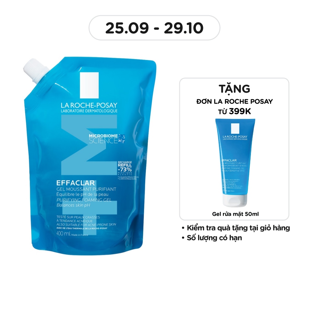 Gel Rửa Mặt La Roche-Posay Effaclar Cho Da Dầu Nhạy Cảm Túi Refill 400ml