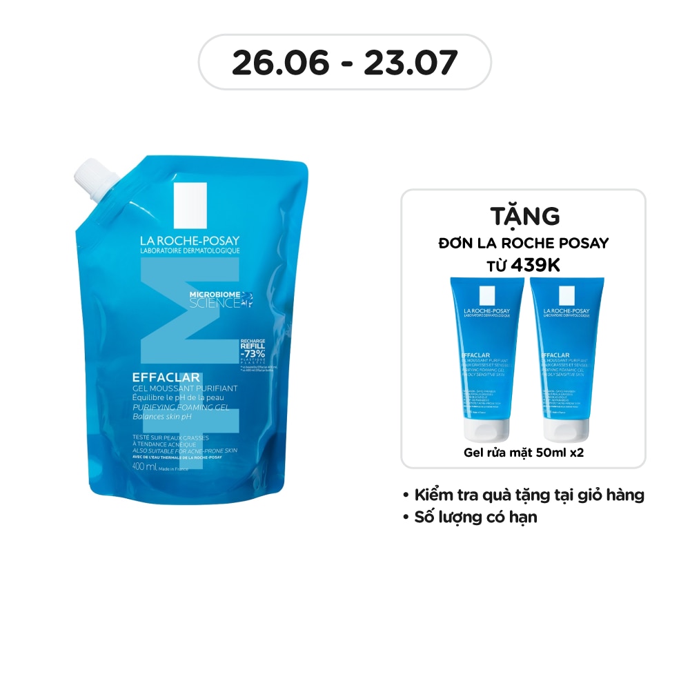 Gel Rửa Mặt La Roche-Posay Effaclar Cho Da Dầu Nhạy Cảm Túi Refill 400ml