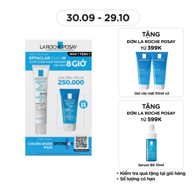 LA ROCHE POSAY Combo La Roche Posay Giảm Mụn (Kem Dưỡng Effaclar Duo+M 40ml + Gel Rửa Mặt 50ml)