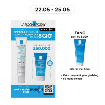 LA ROCHE POSAY Combo La Roche Posay Giảm Mụn (Kem Dưỡng Effaclar Duo+M 40ml + Gel Rửa Mặt 50ml)