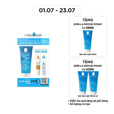 LA ROCHE POSAY Combo La Roche Posay Giảm Mụn (Gel Rửa Mặt 200ml+ Kem Dưỡng Effaclar Duo+M 3ml + Chống Nắng 15ml)
