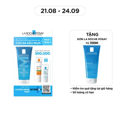 LA ROCHE POSAY Combo La Roche Posay Giảm Mụn (Gel Rửa Mặt 200ml+ Kem Dưỡng Effaclar Duo+M 3ml + Chống Nắng 15ml)