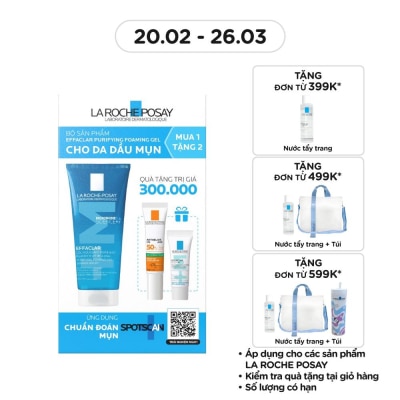 LA ROCHE POSAY Combo ( Effaclar Foaming Gel 200ml+Effaclar Duo+M 3ml+UVMUNE 400 Oil ControlFluid 15ml)