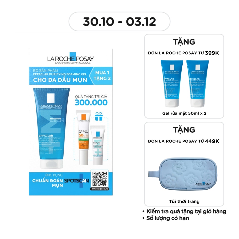 Combo ( Effaclar Foaming Gel 200ml+Effaclar Duo+M 3ml+UVMUNE 400 Oil ControlFluid 15ml)