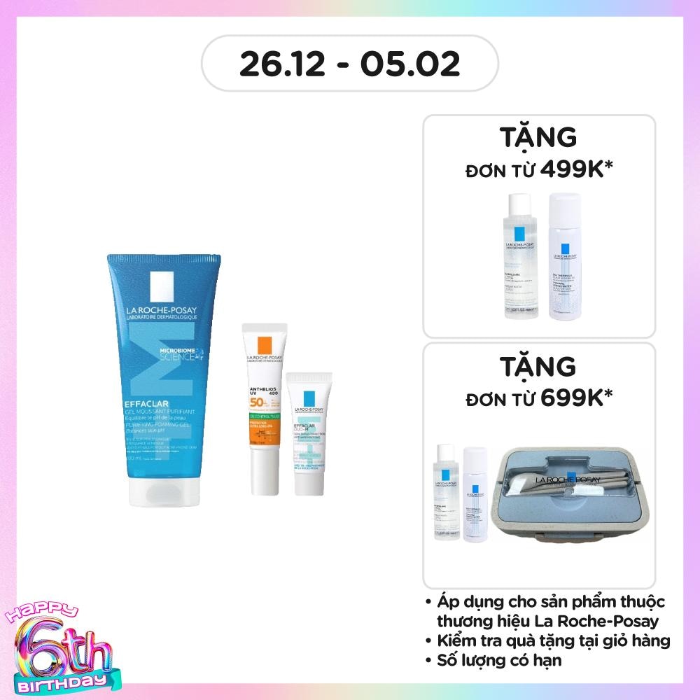 Combo La Roche Posay Giảm Mụn (Gel Rửa Mặt 200ml+ Kem Dưỡng Effaclar Duo+M 3ml + Chống Nắng 15ml)