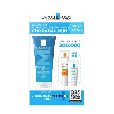 LA ROCHE POSAY Combo La Roche Posay Giảm Mụn (Gel Rửa Mặt 200ml+ Kem Dưỡng Effaclar Duo+M 3ml + Chống Nắng 15ml)