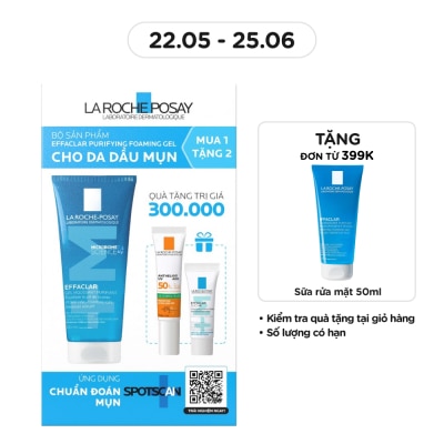 LA ROCHE POSAY Combo ( Effaclar Foaming Gel 200ml+Effaclar Duo+M 3ml+UVMUNE 400 Oil ControlFluid 15ml)