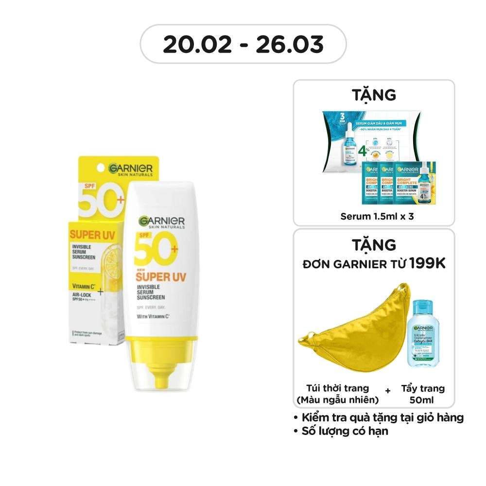 Dưỡng Chất Chống Nắng Garnier Skin Naturals Super UV Invisible Serum Sunscreen 30ml