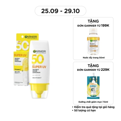 GARNIER Dưỡng Chất Chống Nắng Garnier Skin Naturals Super UV Invisible Serum Sunscreen 30ml