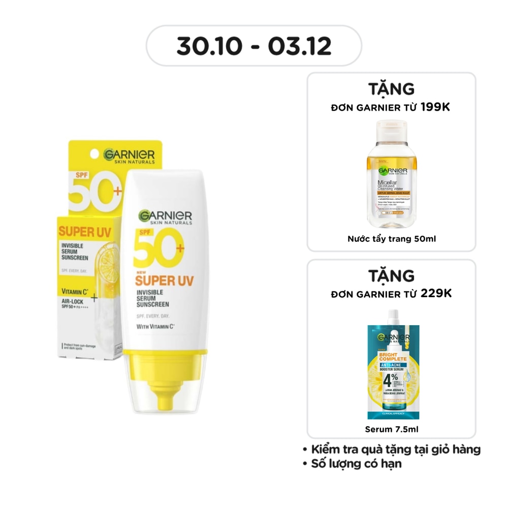 Dưỡng Chất Chống Nắng Garnier Skin Naturals Super UV Invisible Serum Sunscreen 30ml