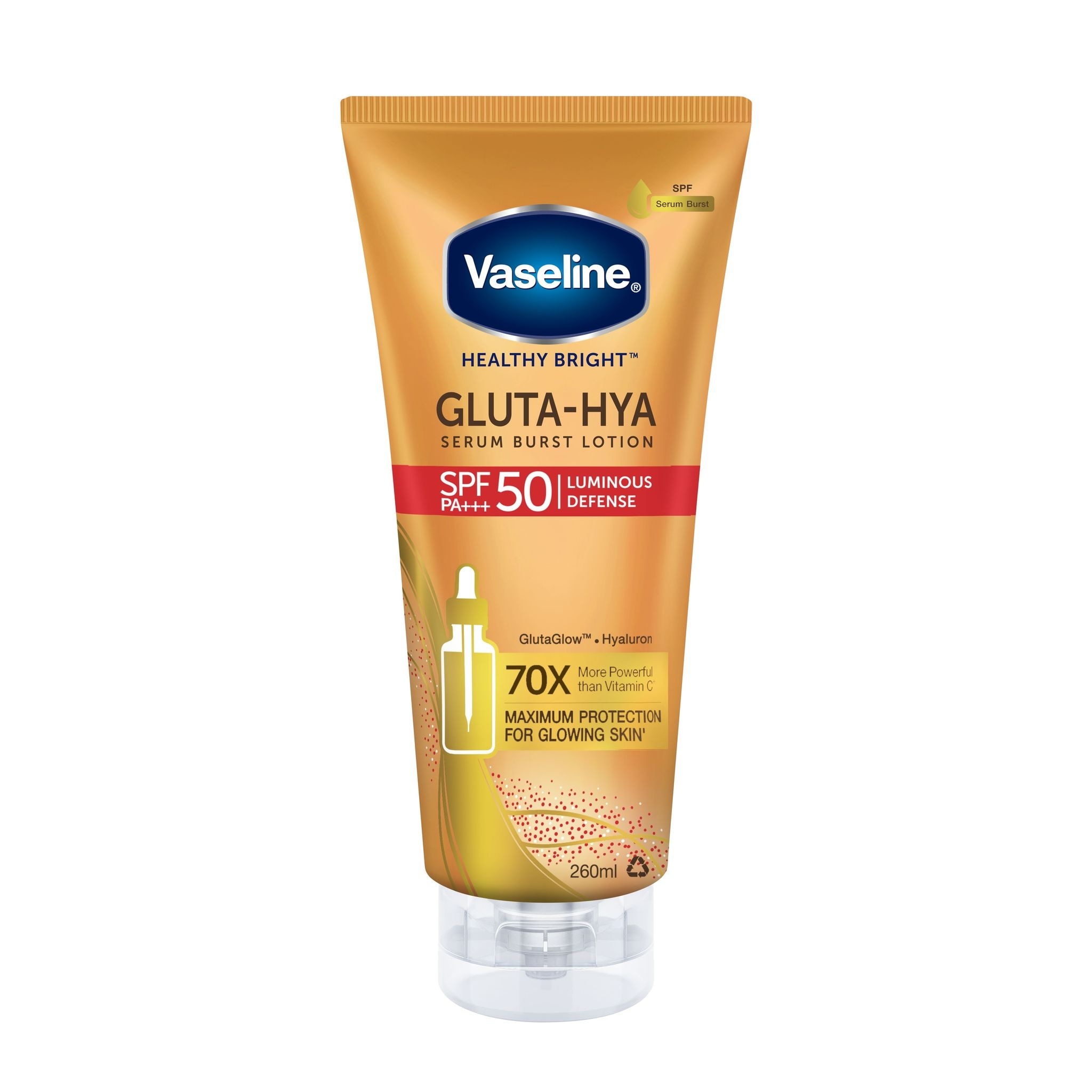 Serum Dưỡng Thể Chống Nắng Vaseline Healthy Bright Gluta-Hya Serum Burst Lotion SPF50 PA+++ 260ml