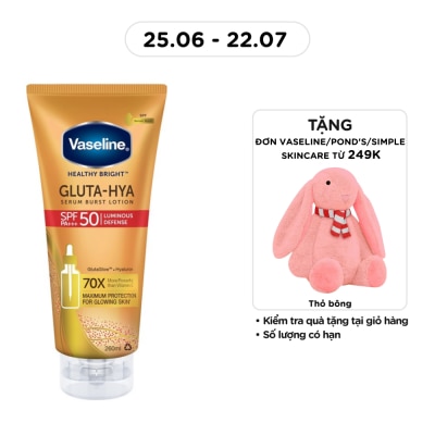 VASELINE - Serum Dưỡng Thể Chống Nắng Vaseline Healthy Bright Gluta-Hya Serum Burst Lotion SPF50 PA+++ 260ml
