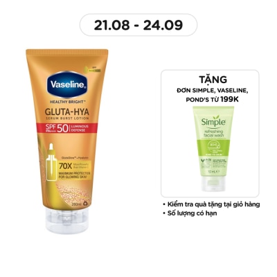 VASELINE Serum Dưỡng Thể Chống Nắng Vaseline Healthy Bright Gluta-Hya Serum Burst Lotion SPF50 PA+++ 260ml