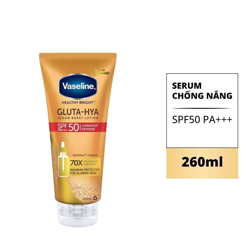 Serum Dưỡng Thể Chống Nắng Vaseline Healthy Bright Gluta-Hya Serum Burst Lotion SPF50 PA+++ 260ml