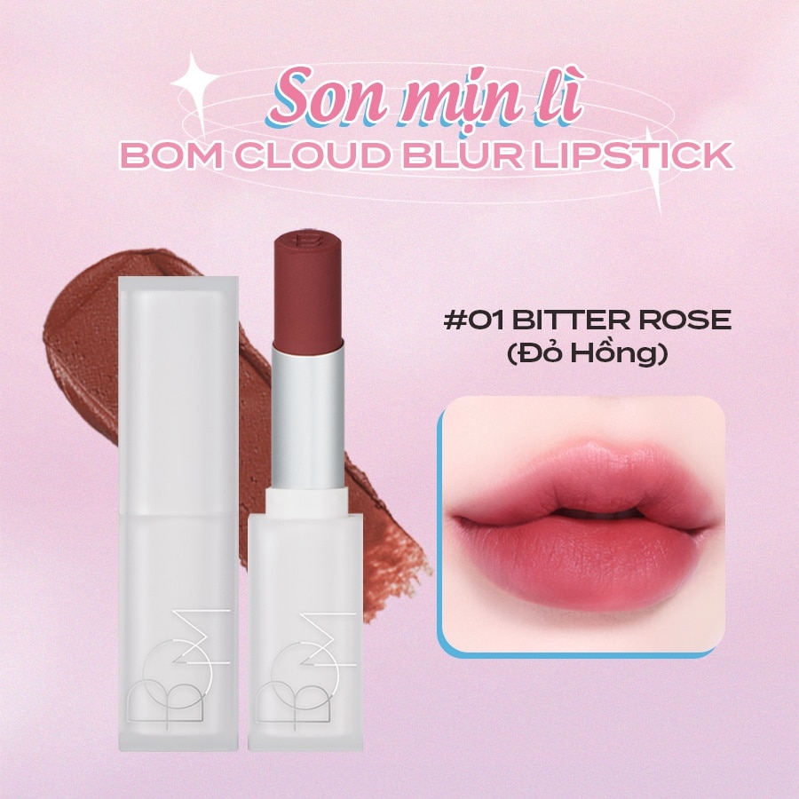 Cloud Blur Lipstick 3.3g .#01 Bitter Rose