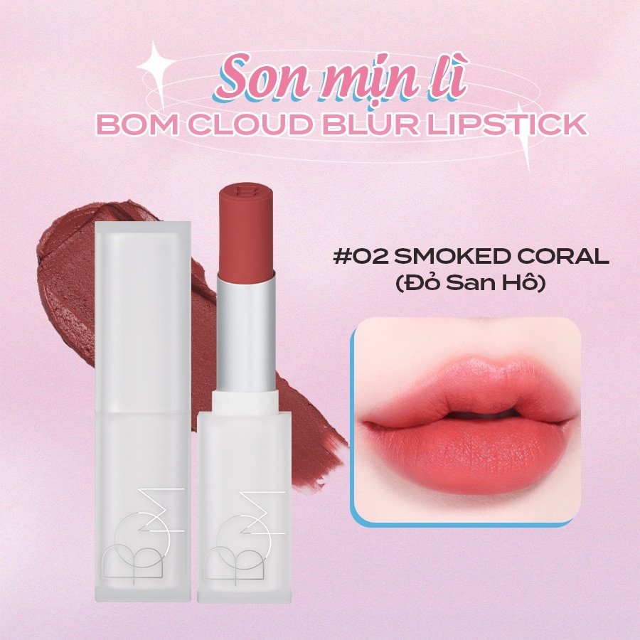 Bom Cloud Blur Lipstick 3,3g .#02 Smoked Coral