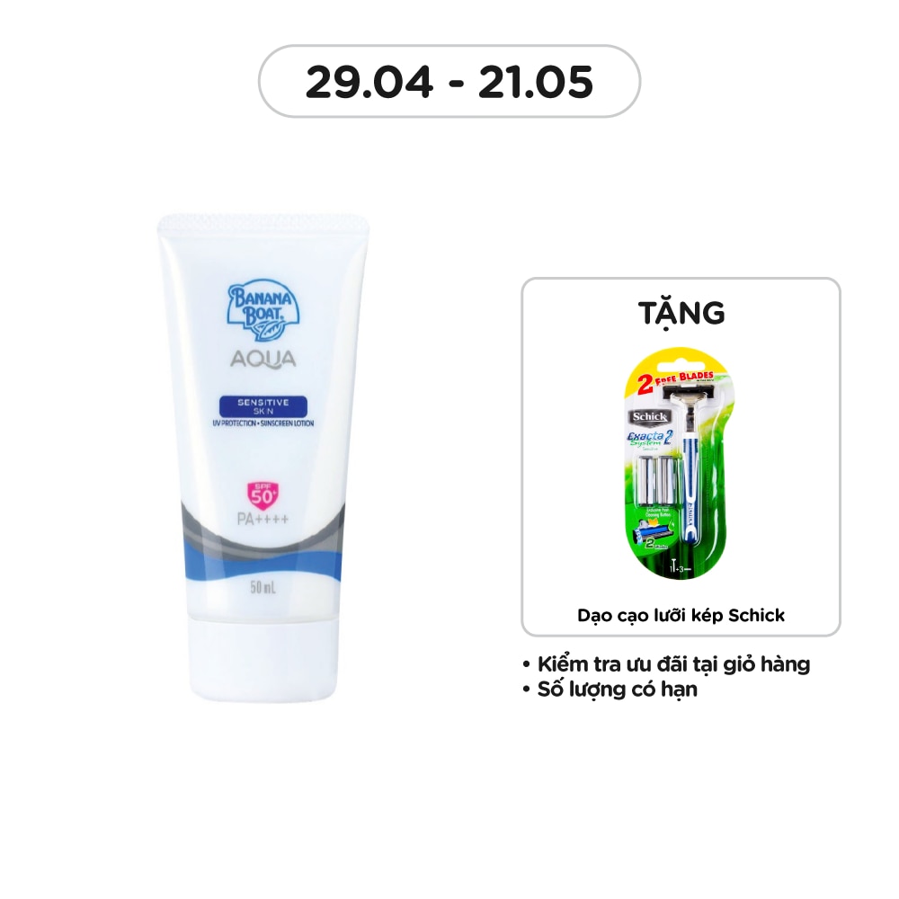 Kem Chống Nắng Banana Boat Aqua Sensitive Skin UV Protection Sunscreen Lotion SPF50+ PA++++ 50ml