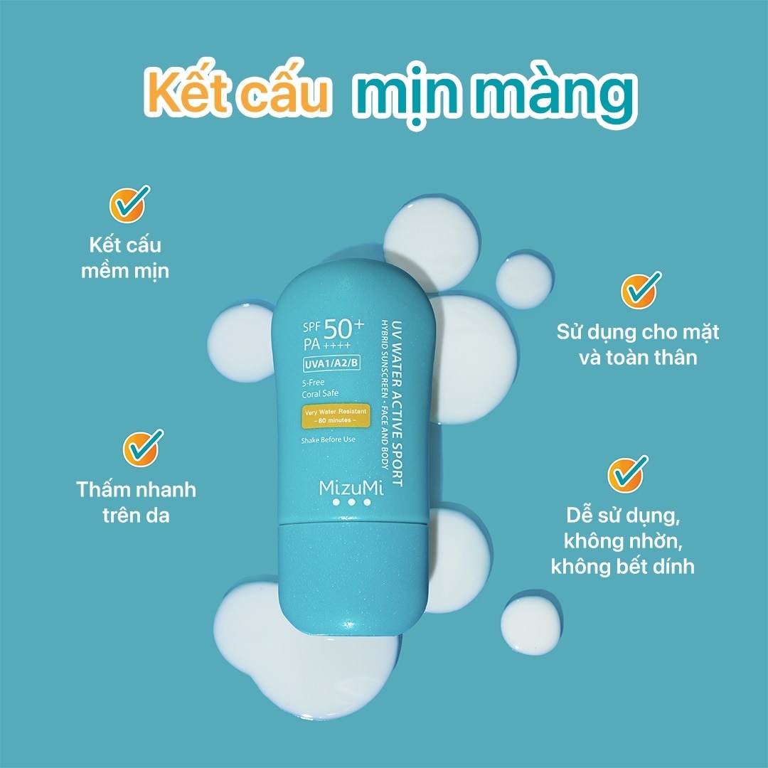 Kem Chống Nắng Mizumi UV Water Active Sport SPF50+ PA++++ 40g