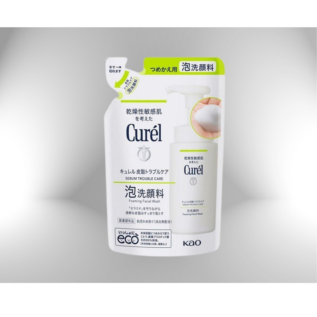 Sữa Rửa Mặt Dạng Bọt Curél Cho Da Dầu Sebum Trouble Care Foaming Facial Wash Refill 130ml