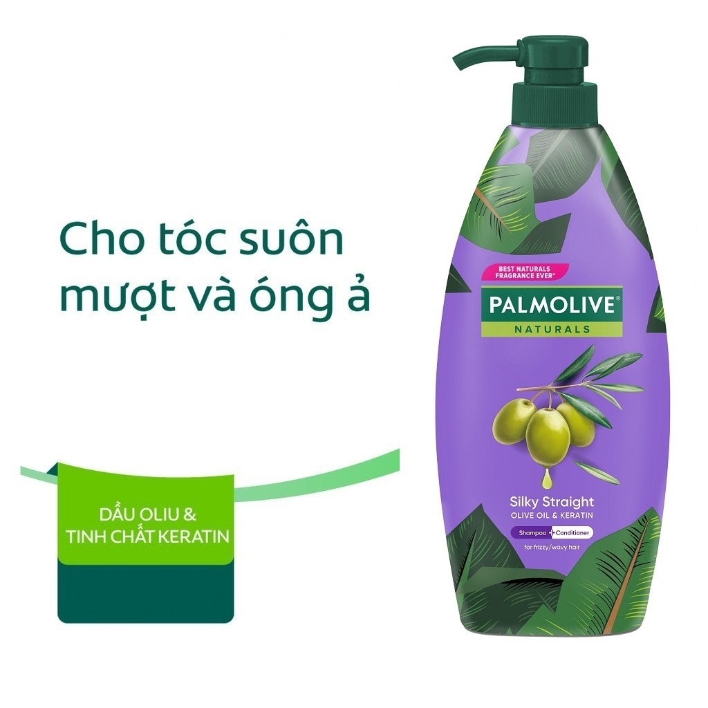 Dầu Gội Và Xả Palmolive Naturals Silky Straight Olive Oil & Keratin 600ml