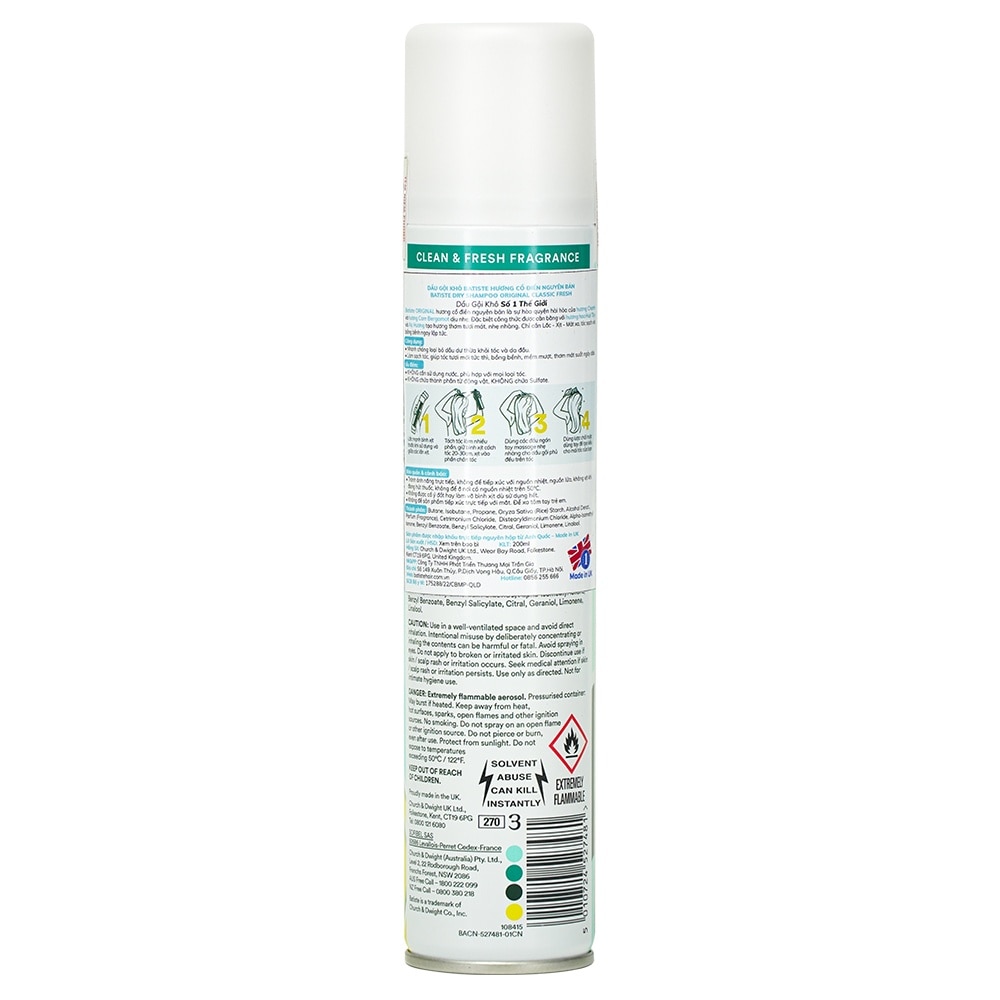 Batiste Dry Shampoo Original Classic Fresh 200ml