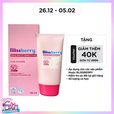 BLISSBERRY Kem Chống Nắng Blissberry Glowy Skin UV Shield Cream 60ml