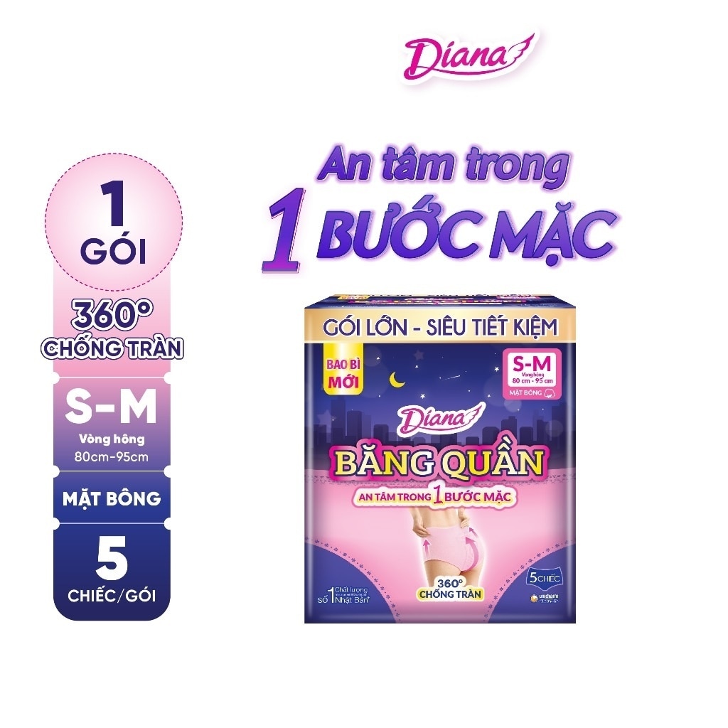 Băng Vệ Sinh Dạng Quần Diana Chống Tràn Size S-M 5pcs