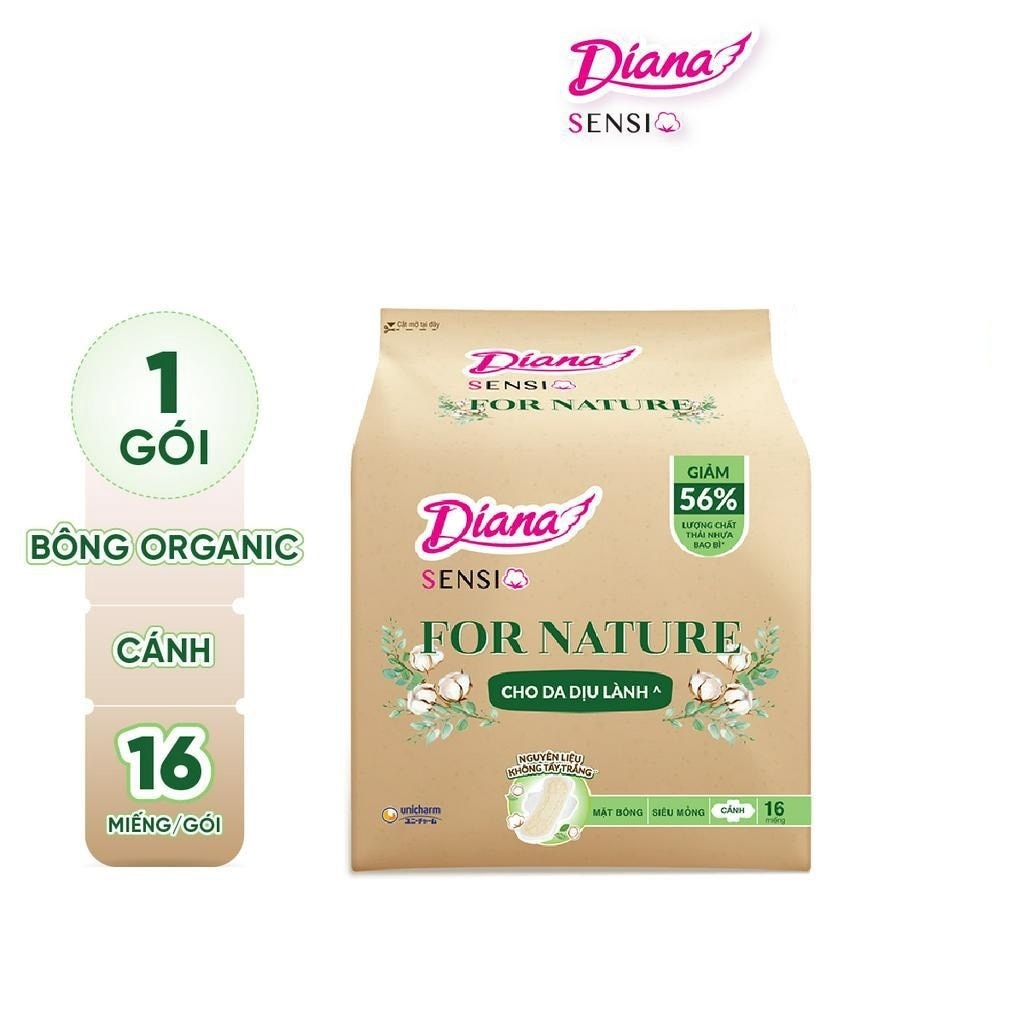 Băng Vệ Sinh Diana Sensi For Nature Siêu Mỏng Cánh 16pcs