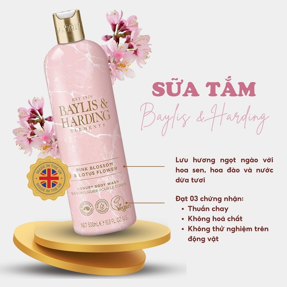 Sữa Tắm Baylis & Harding Hương Hoa Hồng Và Hoa Sen Pink Blossom & Lotus Flower 500ml