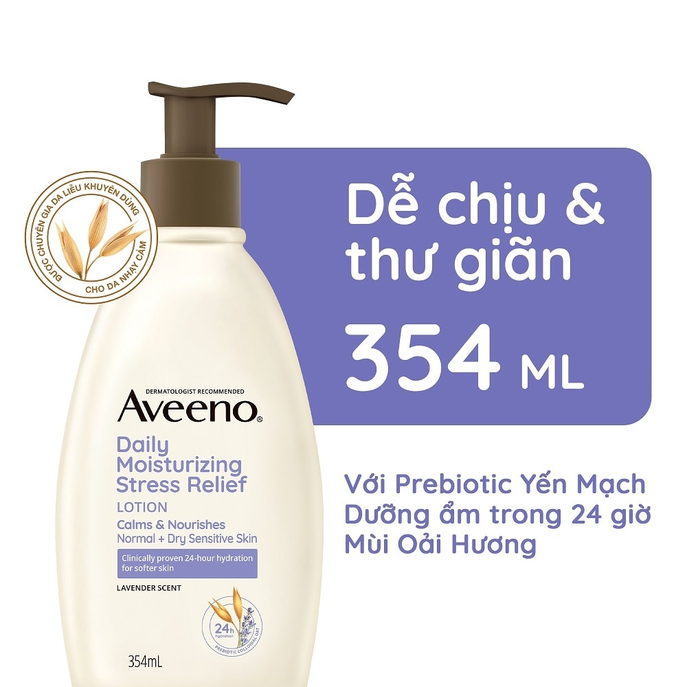 Sữa Dưỡng Thể Aveeno Daily Moisturizing Stress Relief Lotion Giữ Ẩm Hàng Ngày Hương Lavender 354ml