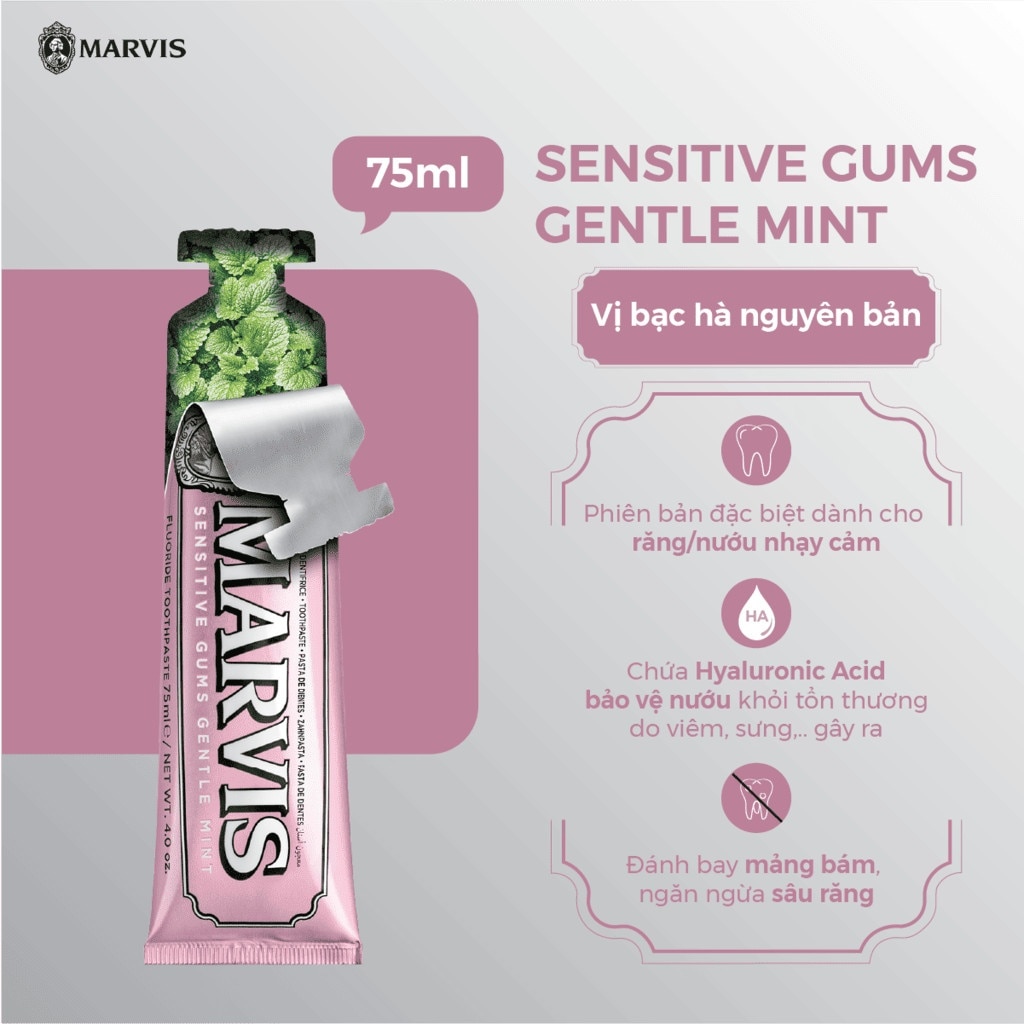 Kem Đánh Răng Marvis Sensitive Gums Gentle Mint 75ml