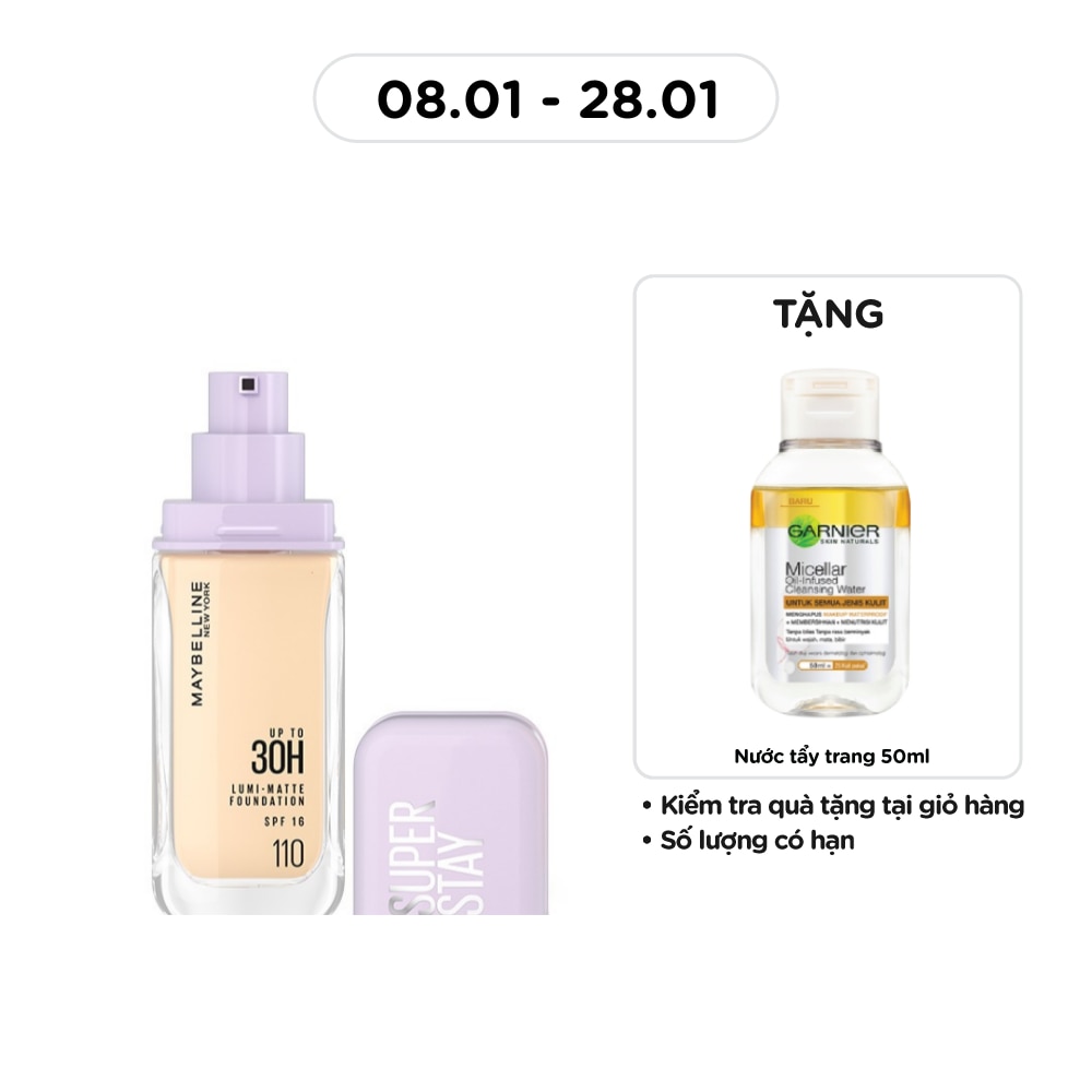 MAYBELLINE NEW YORK Kem Nền Lâu Trôi Maybelline Super Stay Up To 30H Lumi-Matte Foundation 35ml .#110