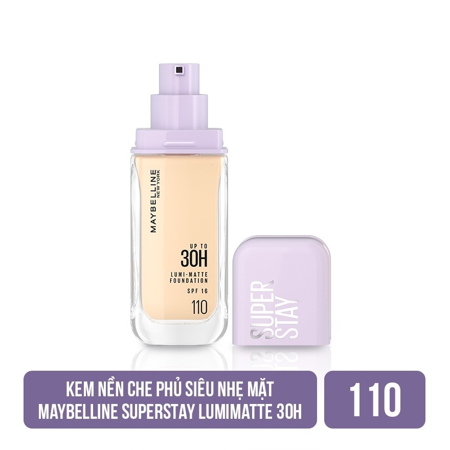 MAYBELLINE NEW YORK Kem Nền Lâu Trôi Maybelline Super Stay Up To 30H Lumi-Matte Foundation 35ml .#110