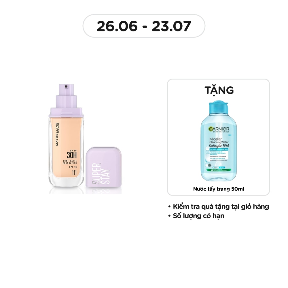 MAYBELLINE NEW YORK Kem Nền Lâu Trôi Maybelline Super Stay Up To 30H Lumi-Matte Foundation 35ml .#111