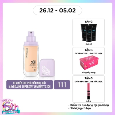 MAYBELLINE NEW YORK Kem Nền Lâu Trôi Maybelline Super Stay Up To 30H Lumi-Matte Foundation 35ml .#111