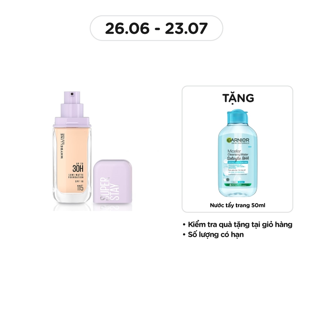 MAYBELLINE NEW YORK Kem Nền Lâu Trôi Maybelline Super Stay Up To 30H Lumi-Matte Foundation 35ml .#115